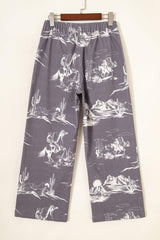 Gray Wild West Riding Vintage Printed Shift Jeans