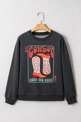Carbon Grey Cowboy Queen Card Drop Shoulder Graphic Sweatshirt