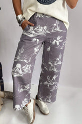 Gray Wild West Riding Vintage Printed Shift Jeans