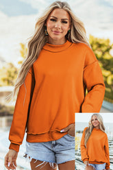 Carrot Oversize Drop Shoulder Reversible Mock Neck Sweatshirt