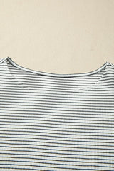 Black Stripe Contrasted Ruffle Trim Casual Tank Top