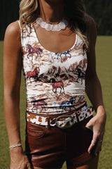 Brown Horse Hat Western Slim Tank Top