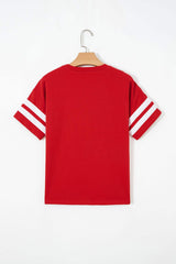 Black Varsity Striped Short Sleeve Crew Neck T Shirt