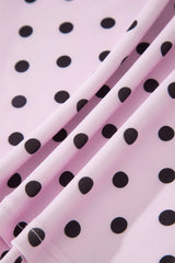 Pink Polka Dot Halter Tank Drawstring Elastic Waist Short Set