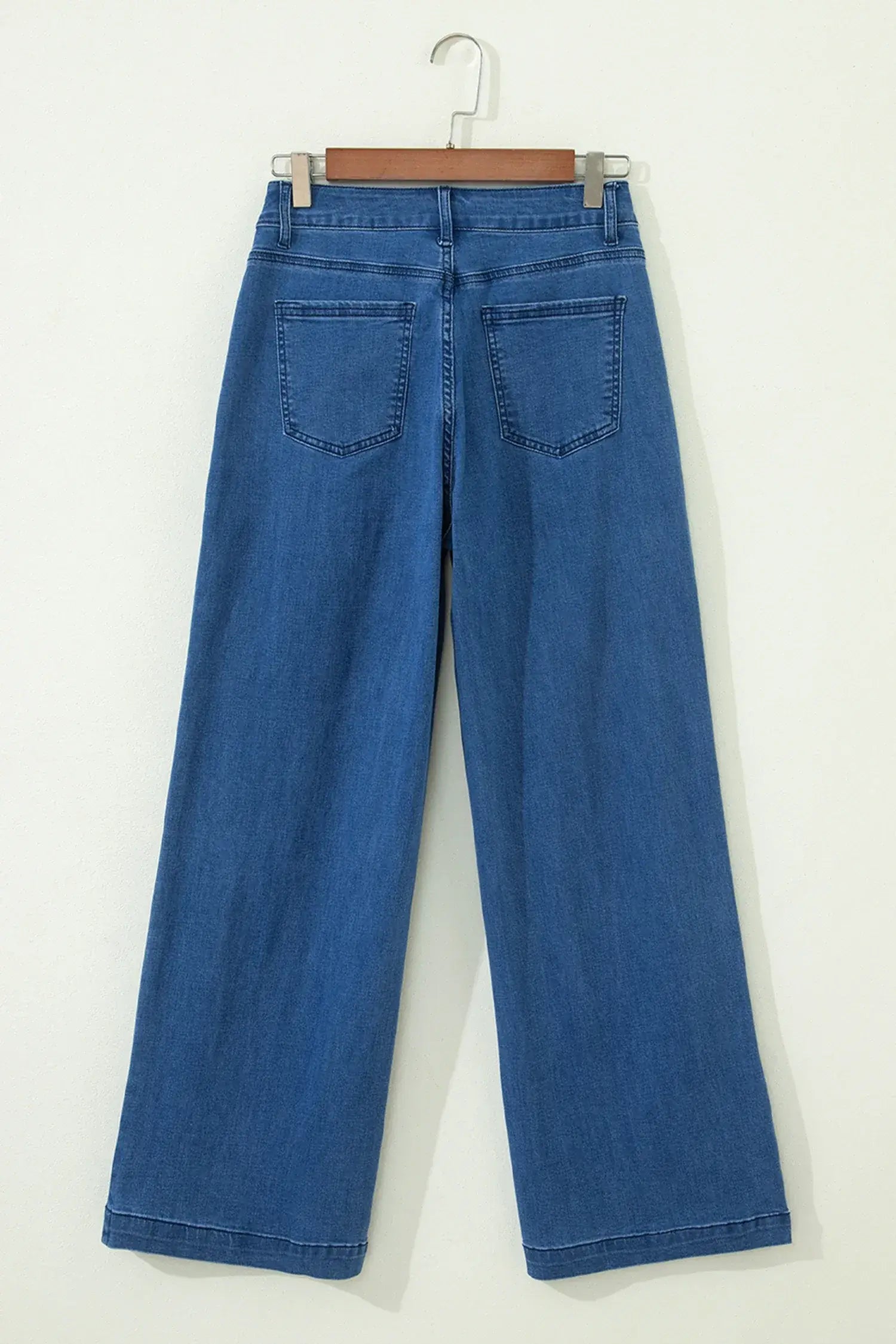 Dusk Blue Lace-up Pull on Wide Leg Jeans