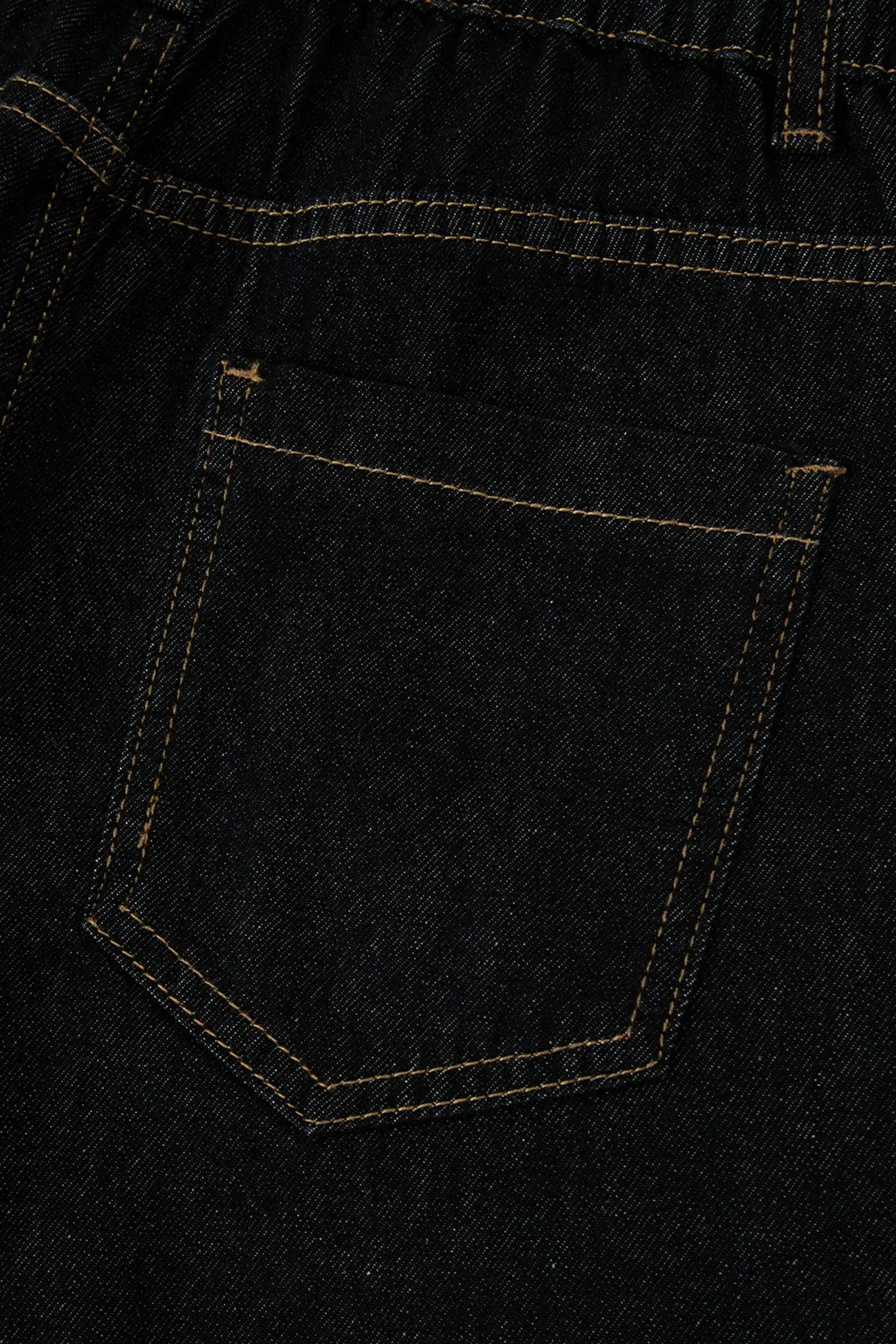 Navy Blue Embroidered Scalloped Trim Relaxed Denim Shorts