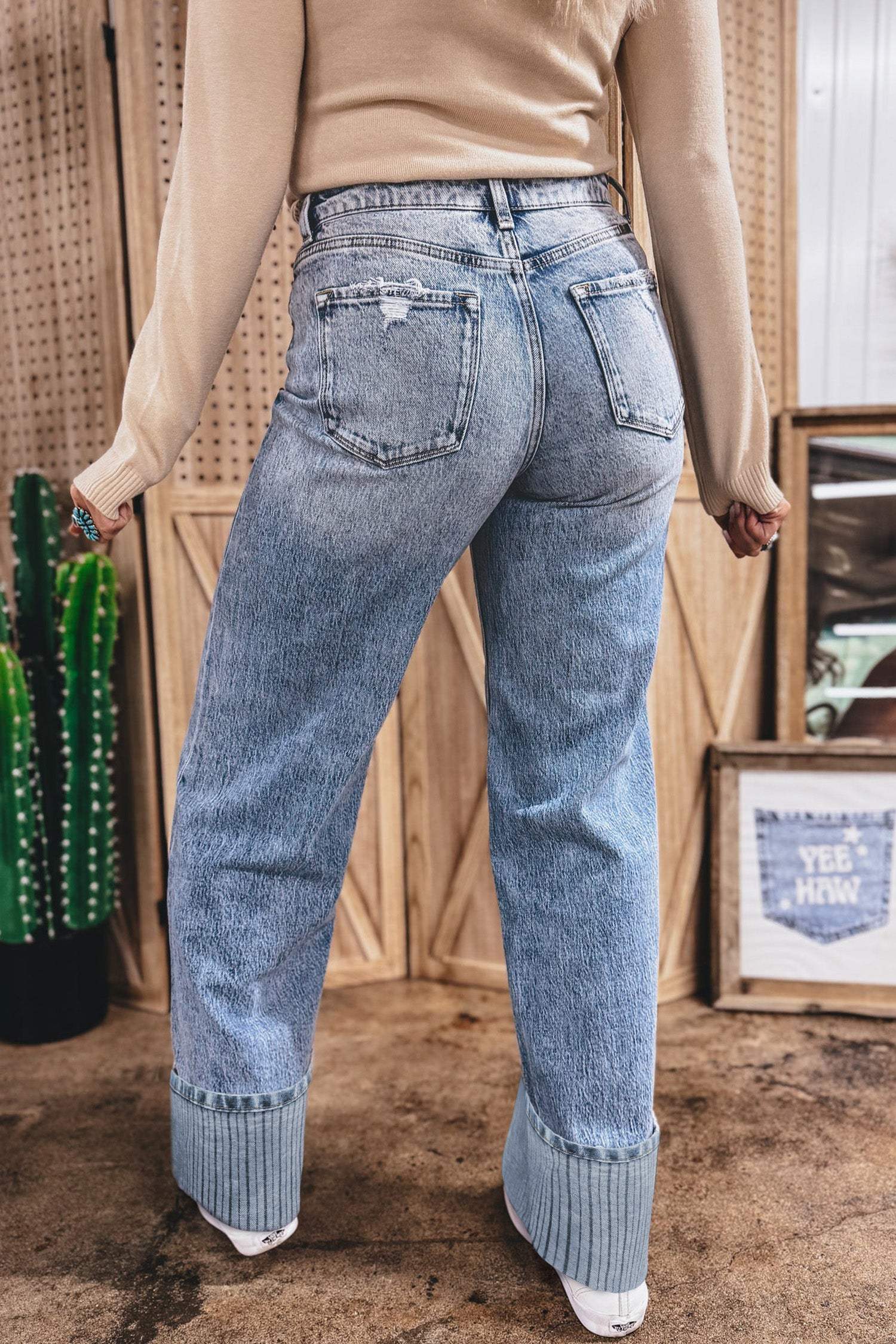 Ashleigh Blue Cuffed Straight Loose Jeans