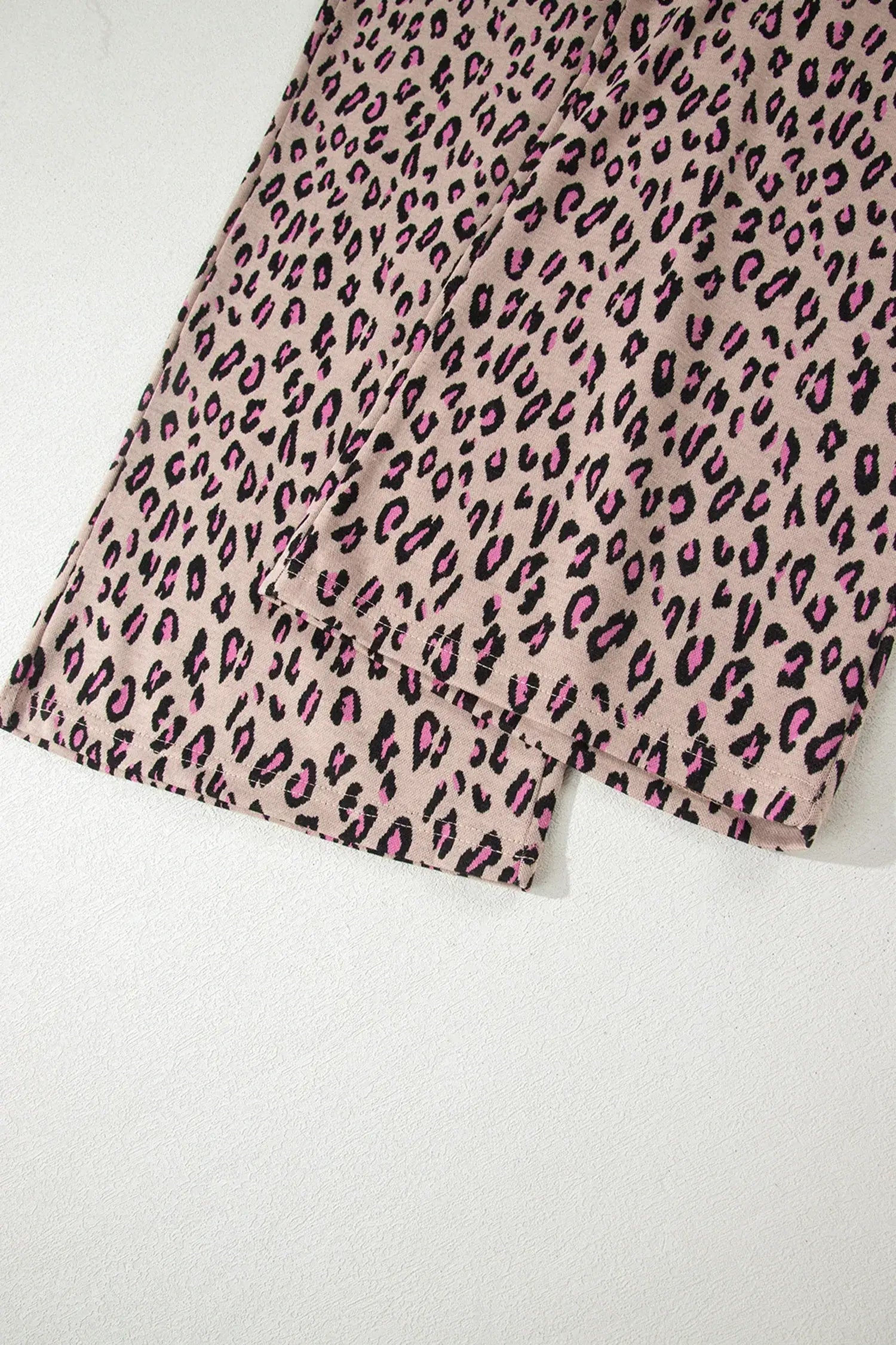 Beige Leopard Print Casual Tee and Pants 2pcs Outfit