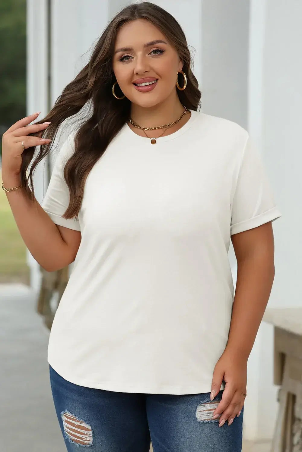 Mint Green Casual Plain Crew Neck Tee