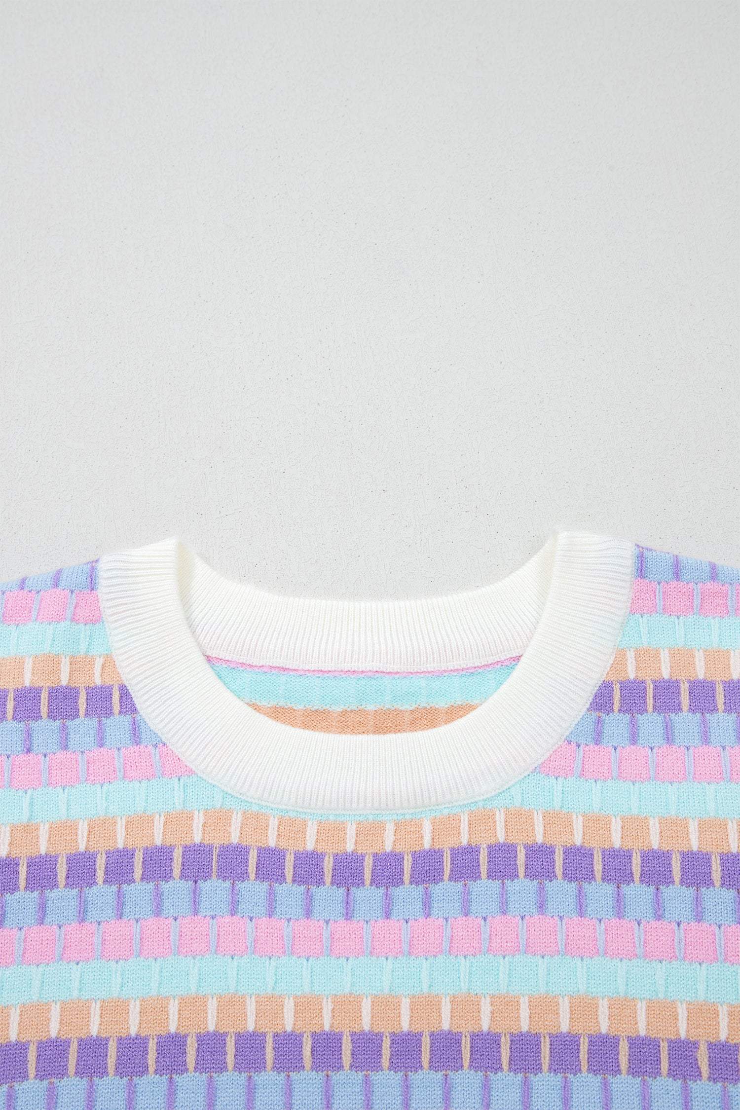 Orange Abstract Striped Knit Short Sleeve Sweater