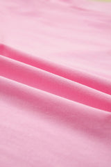 Pink Eyelash Floral Lace Patchwork Half Sleeve Oversize Tee