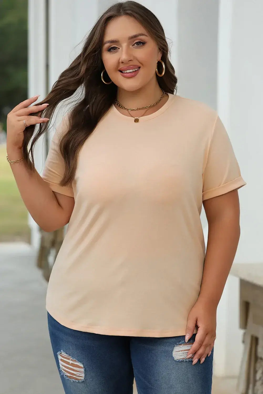 Mint Green Casual Plain Crew Neck Tee