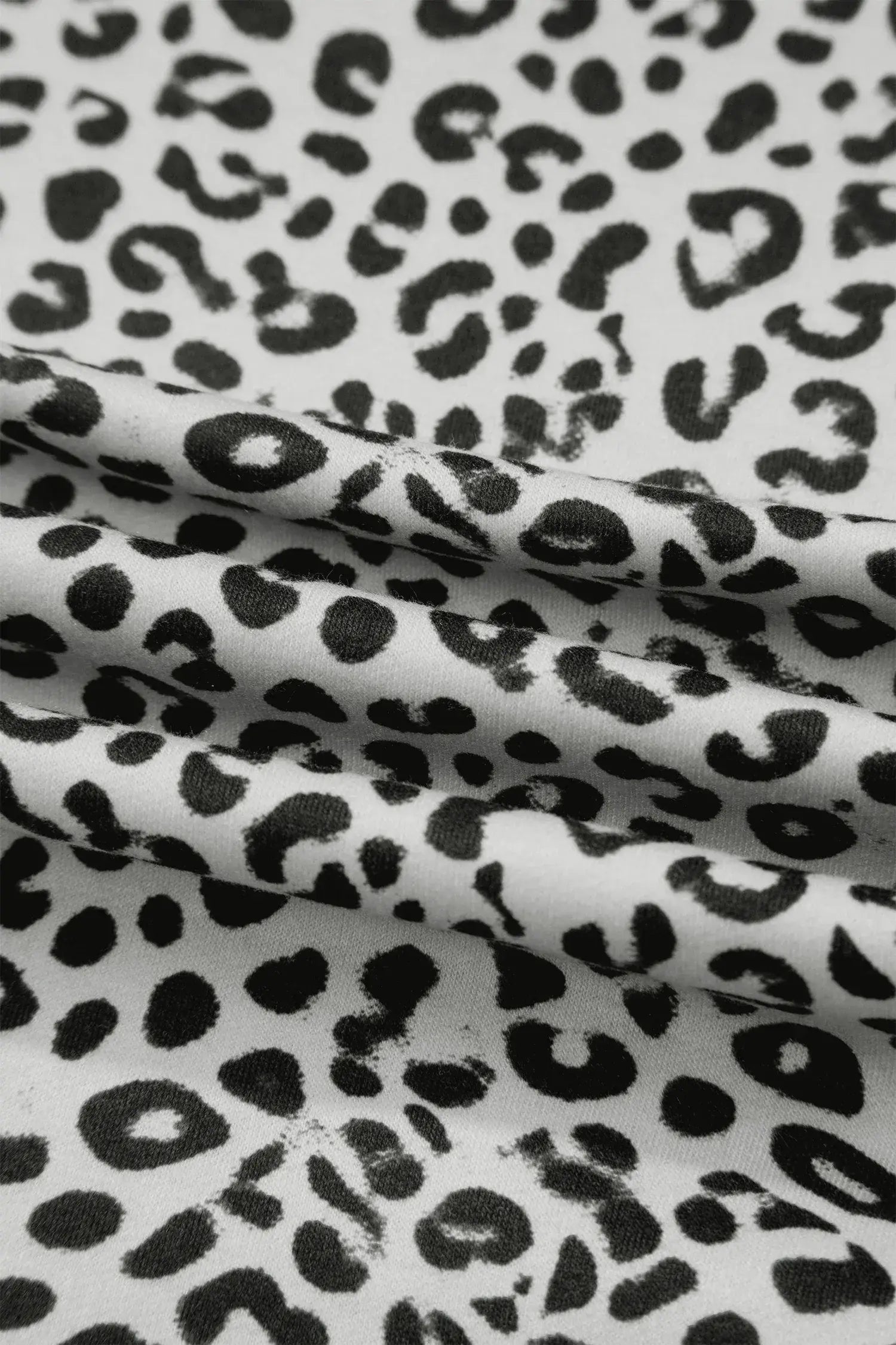 Khaki Animal Print Wide Leg Terry Knit Pants