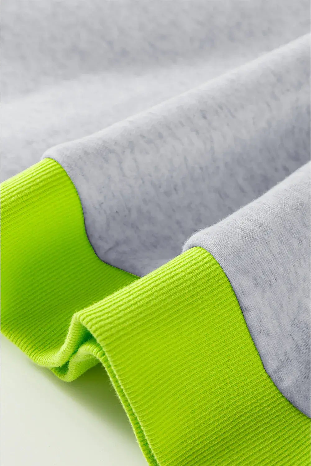 Light Grey Contrast Color Banding Patchwork Puff Sleeve Loose Sweatshirt