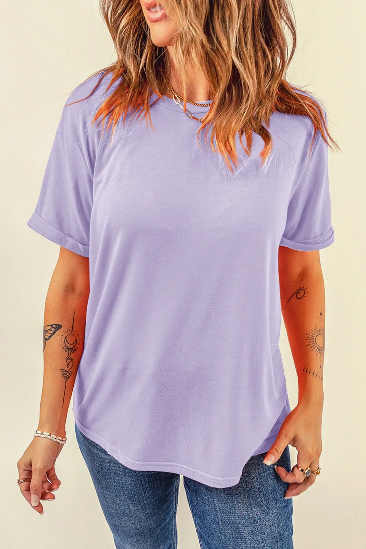 Mint Green Casual Plain Crew Neck Tee