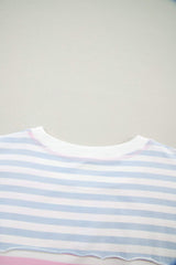 Casual Stripe Oversize Dolman Sleeve Patchwork T Shirt