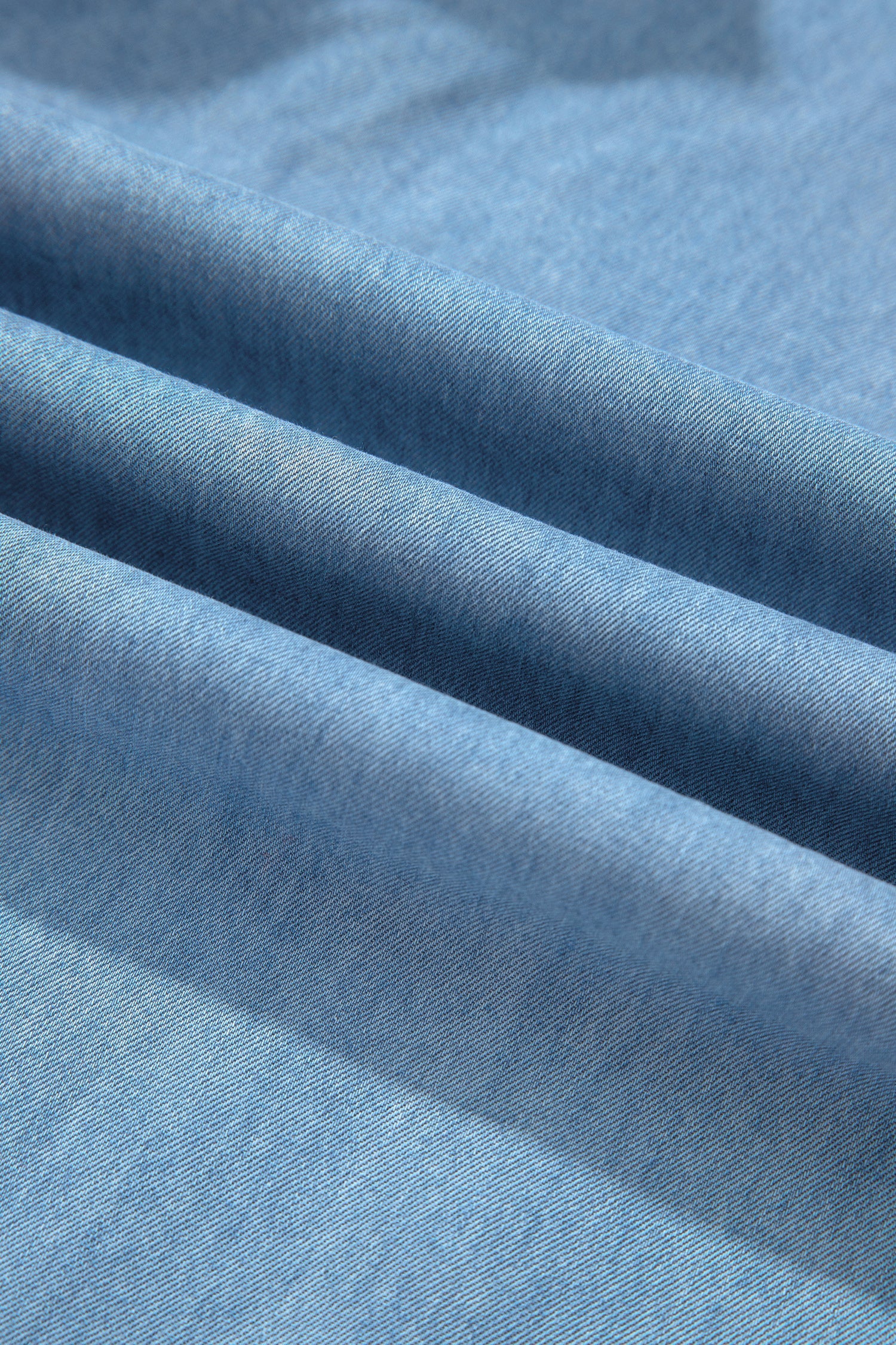 Beau Blue Ruffled Hem Wide Leg Chambray Pants