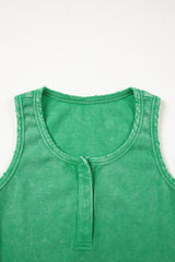Bright Green Vintage Distressed Ribbed Mineral Wash Tank Top