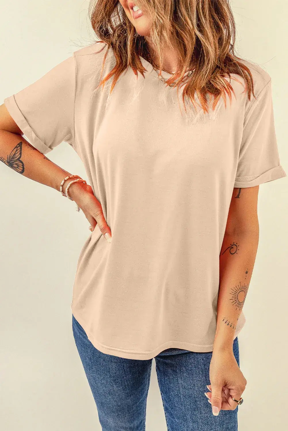 Mint Green Casual Plain Crew Neck Tee