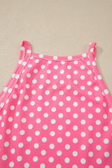 Blue Polka Dot Print Slim Tank Loose Pants 2pcs Outfit