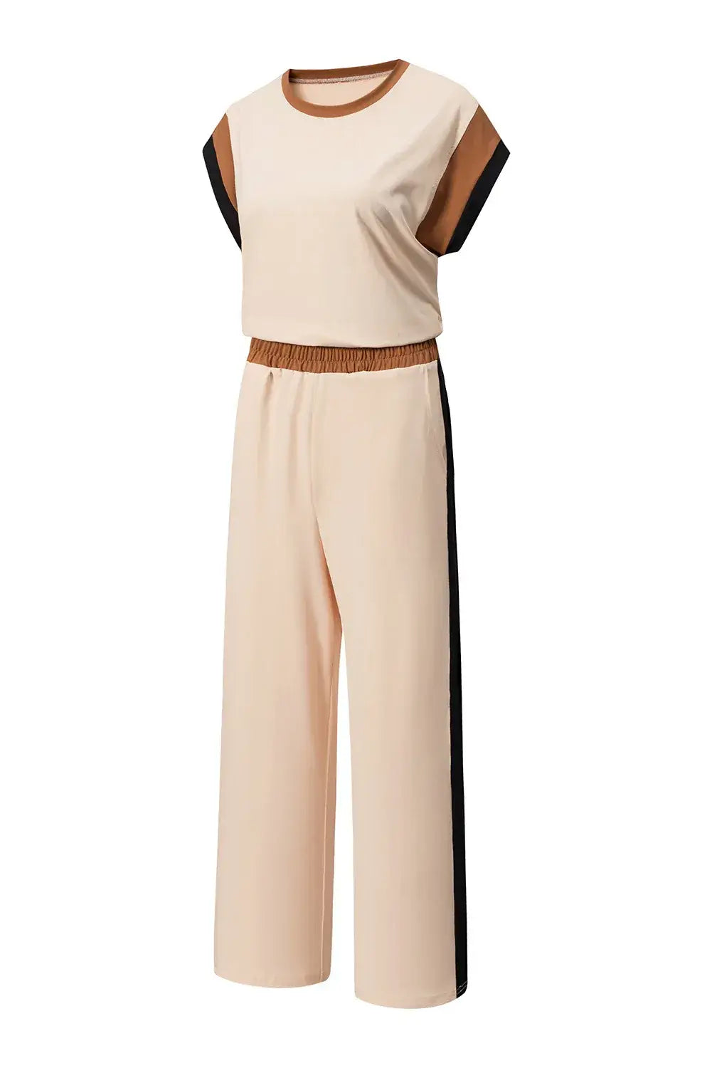 Dark Green Color Block Detail Casual Two-piece Set