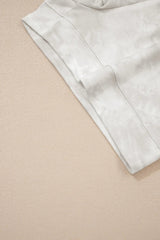 Beige Vintage Tie Dye Bracelet Sleeve Drawstring Elastic Waist 2pcs Short Set