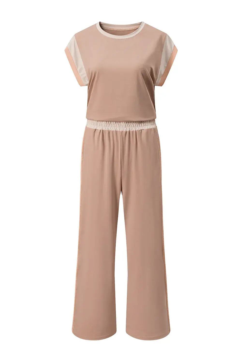 Dark Green Color Block Detail Casual Two-piece Set