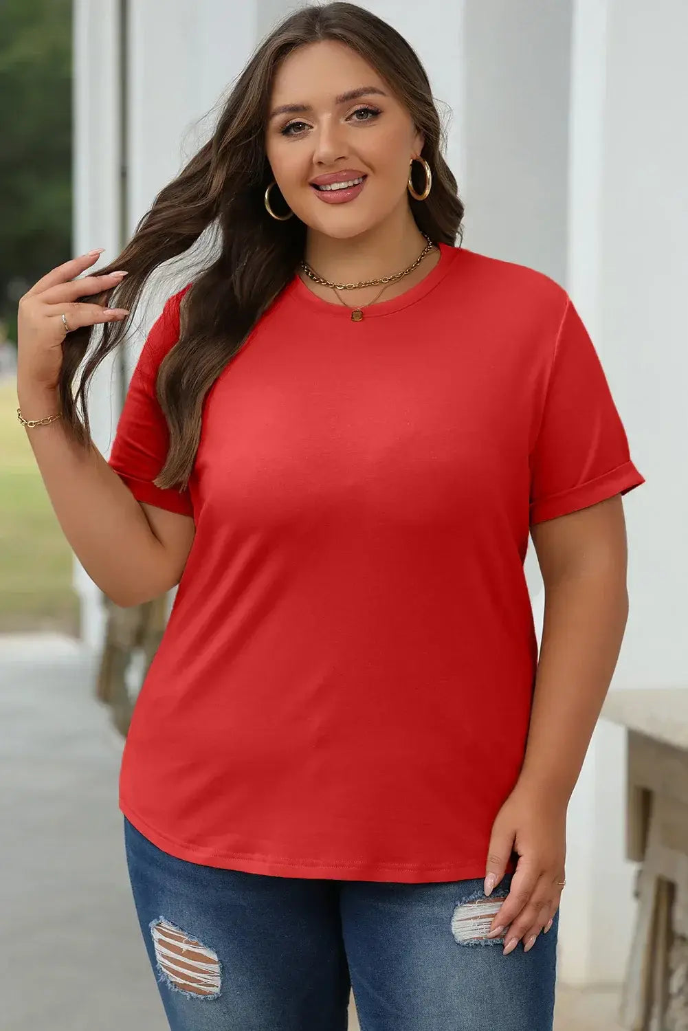 Mint Green Casual Plain Crew Neck Tee