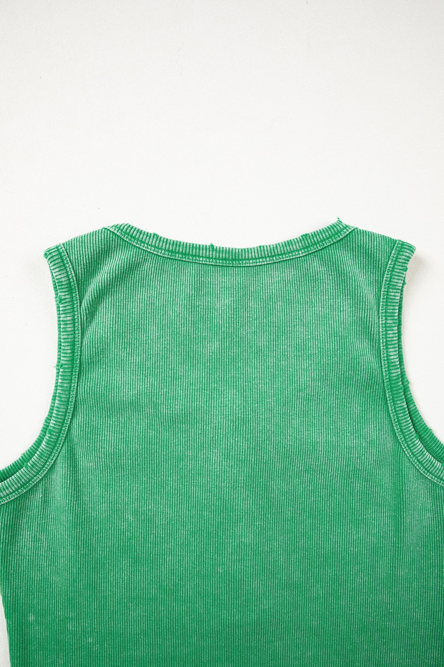Bright Green Vintage Distressed Ribbed Mineral Wash Tank Top