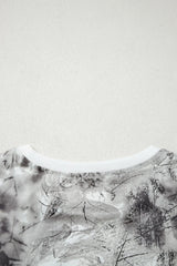 Gray Abstract Woodland Print Slim Fitted T Shirt